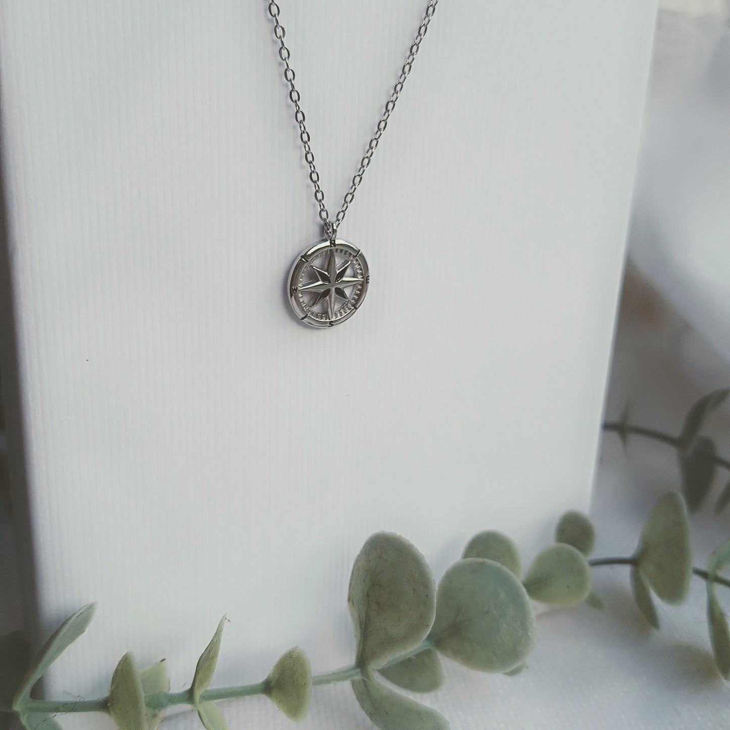 Silver Compass Pendant Necklace