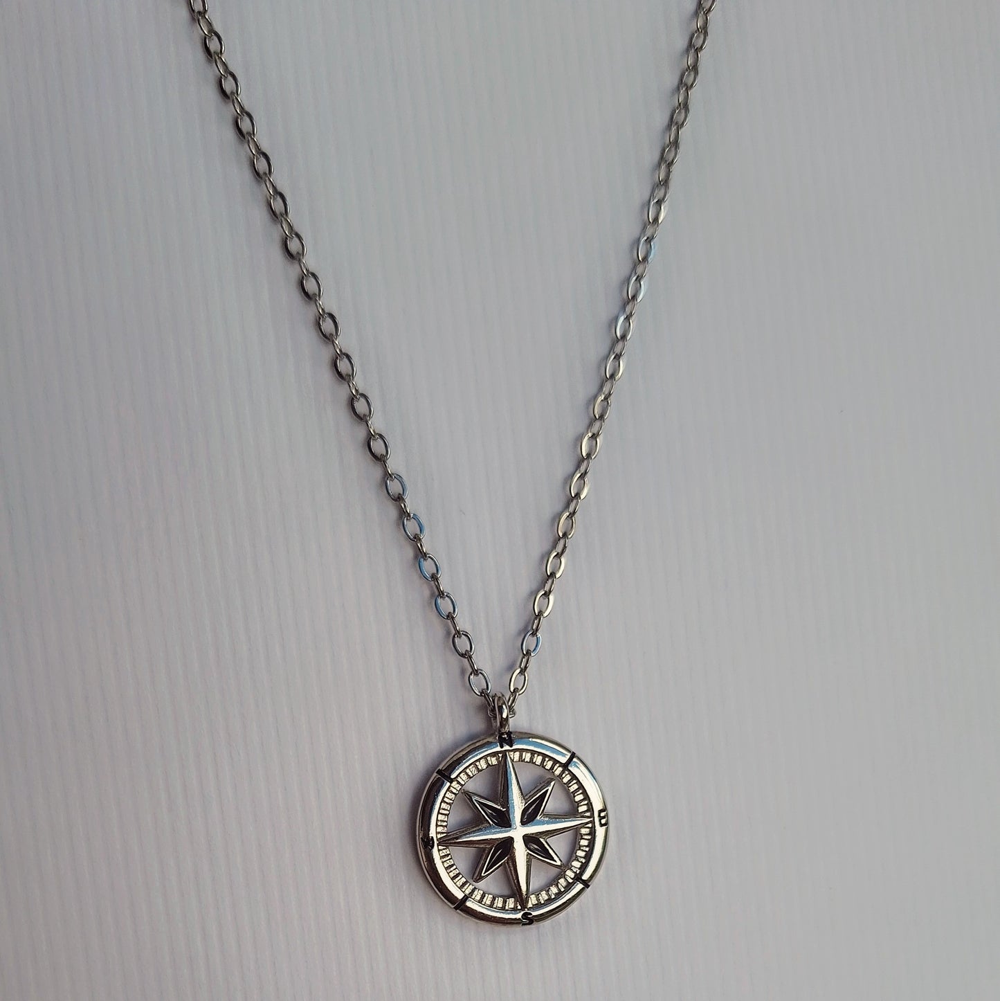 Silver Compass Pendant Necklace