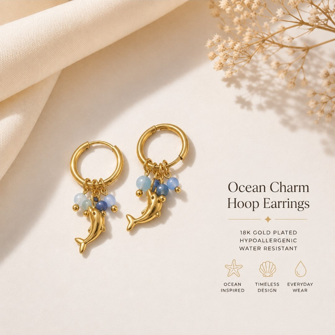 Ocean Breeze Dolphin Huggie Earrings
