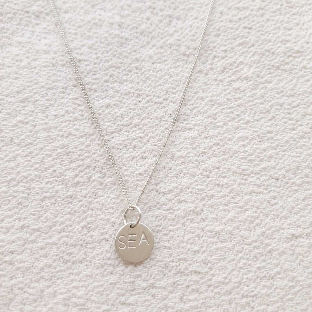 Hand-Stamped Sea Sterling Silver Necklace