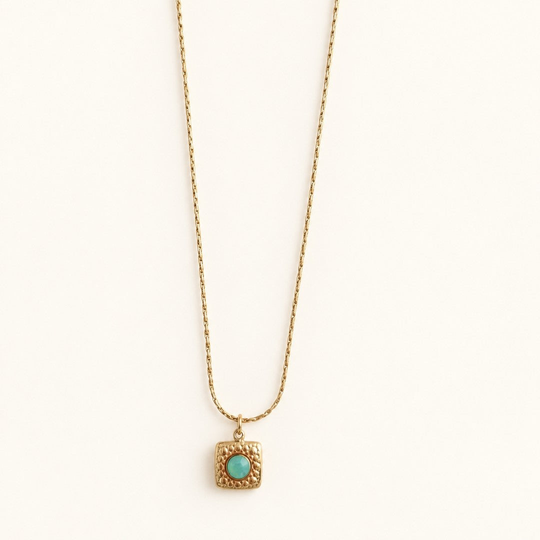 Aqua Stone Pendant Necklace