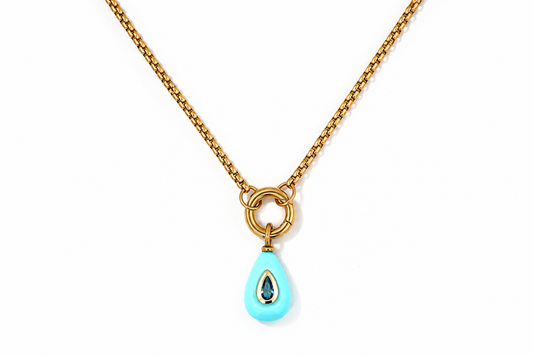 Thalia Fleurette Turquoise Howlite Gold Teardrop Pendant Necklace
