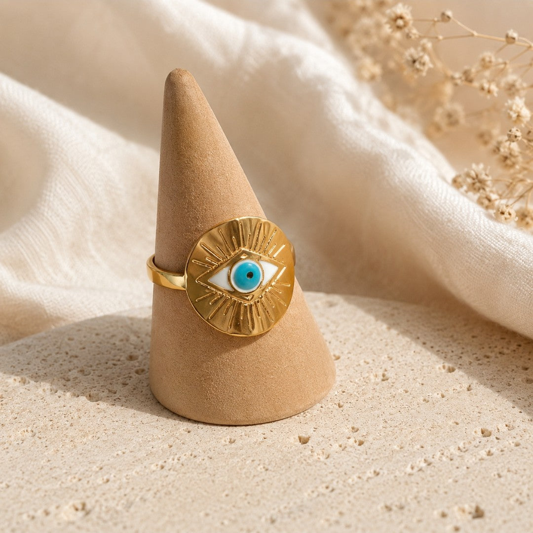 Gold Evel Eye Ring