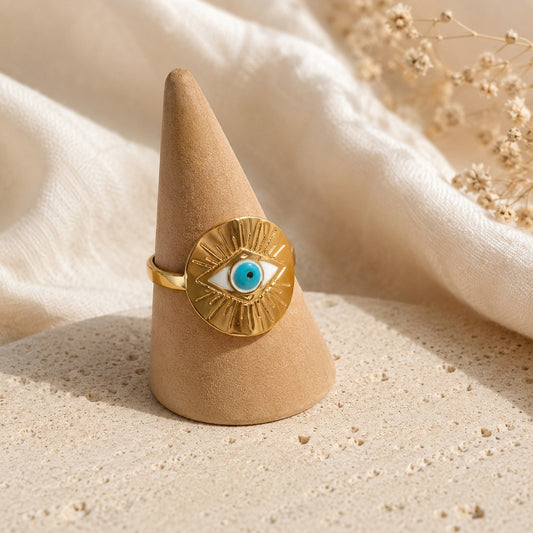 Gold Evel Eye Ring