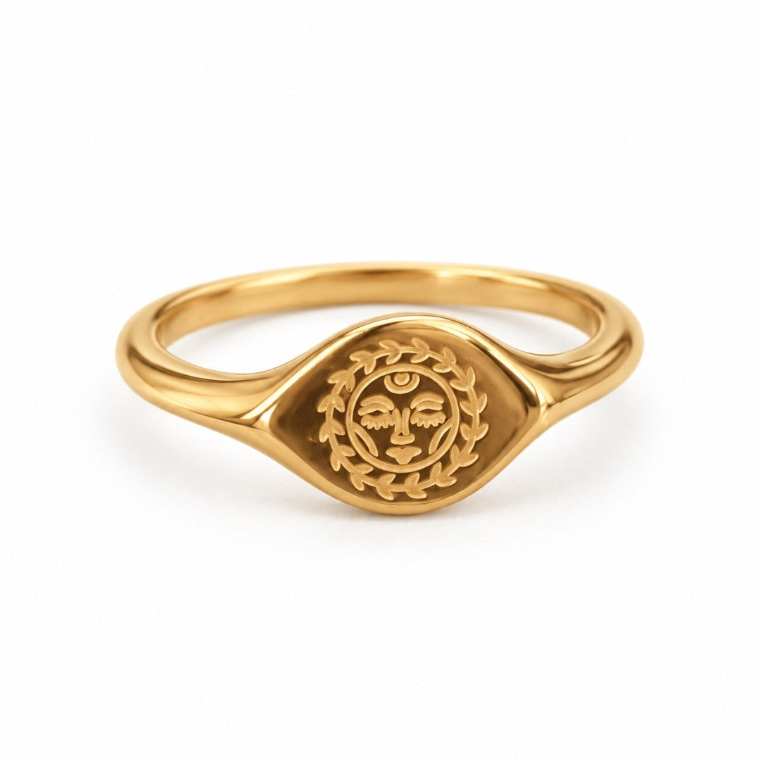Celestial Sun Face Signet Ring