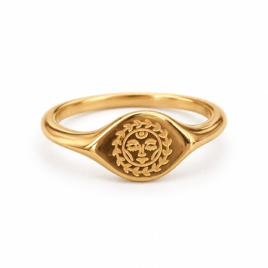 Celestial Sun Face Signet Ring