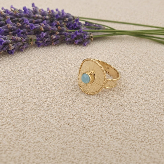 Gold Larimar Sunburst Ring