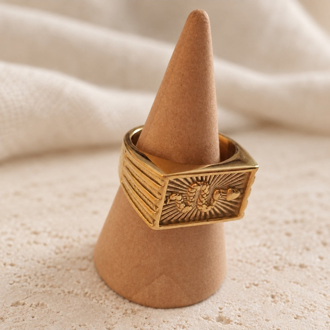 Gold Snake Signet Ring