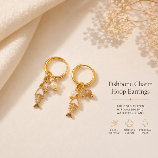 Ocean Dolphin Charm Hoop Earrings