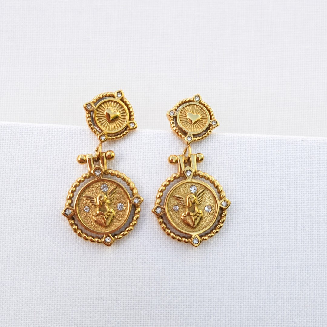 Amora Angel Medallion Earrings