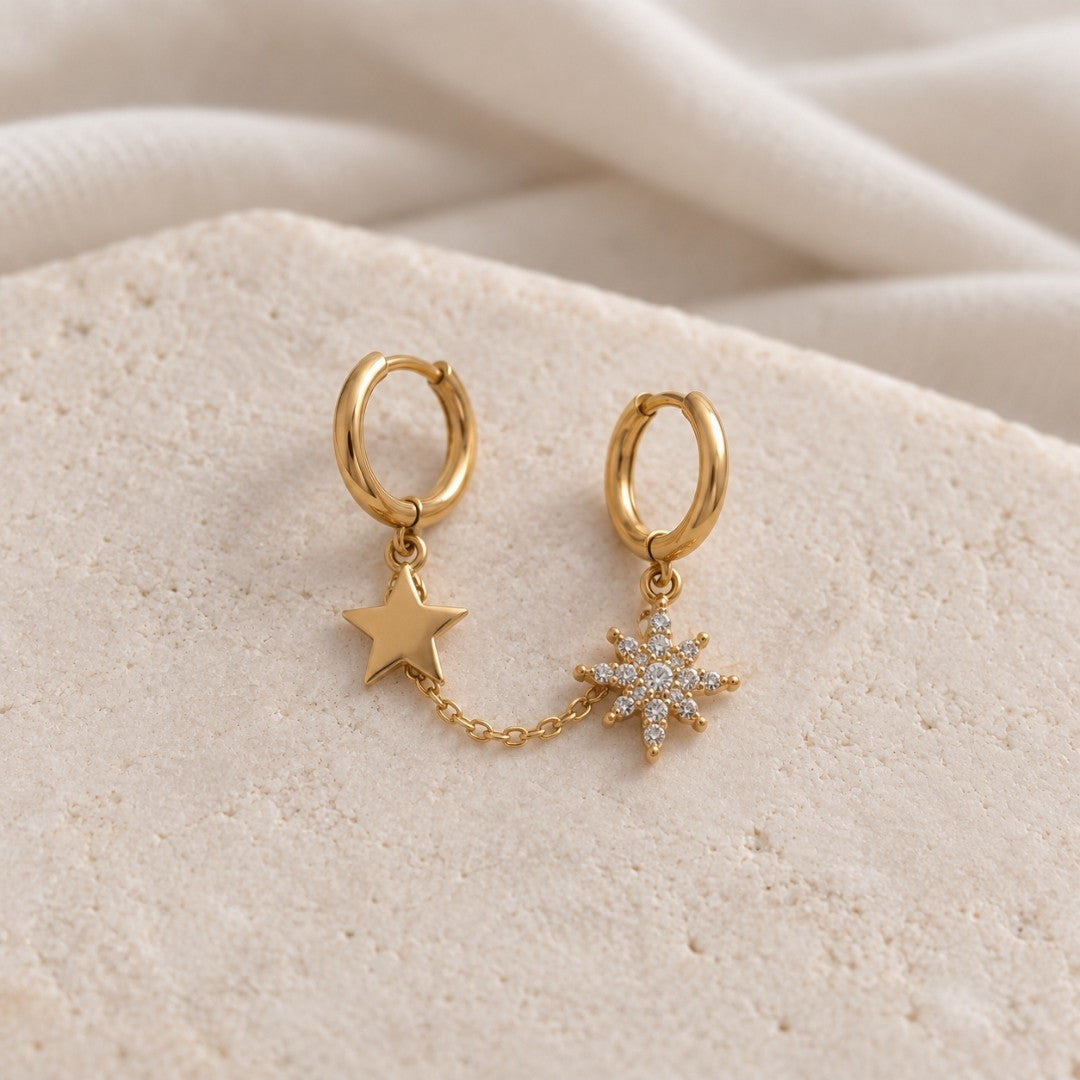 Gold Celestial Double-Piercing Chain Earring