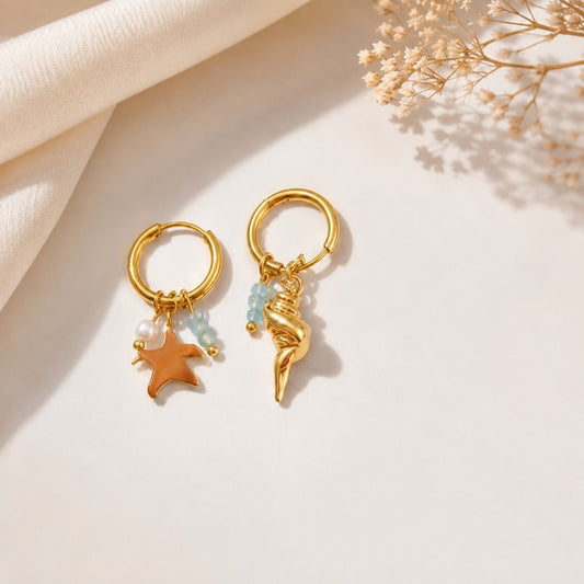 Ocean Treasure Charm Hoops