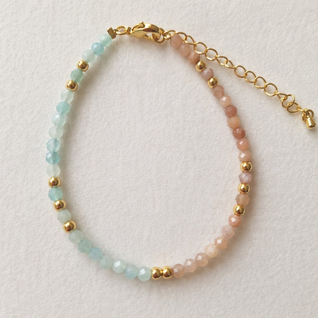 Natural Amazonite & Sunstone Bracelet