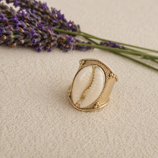 Gold Cowrie Shell Ring