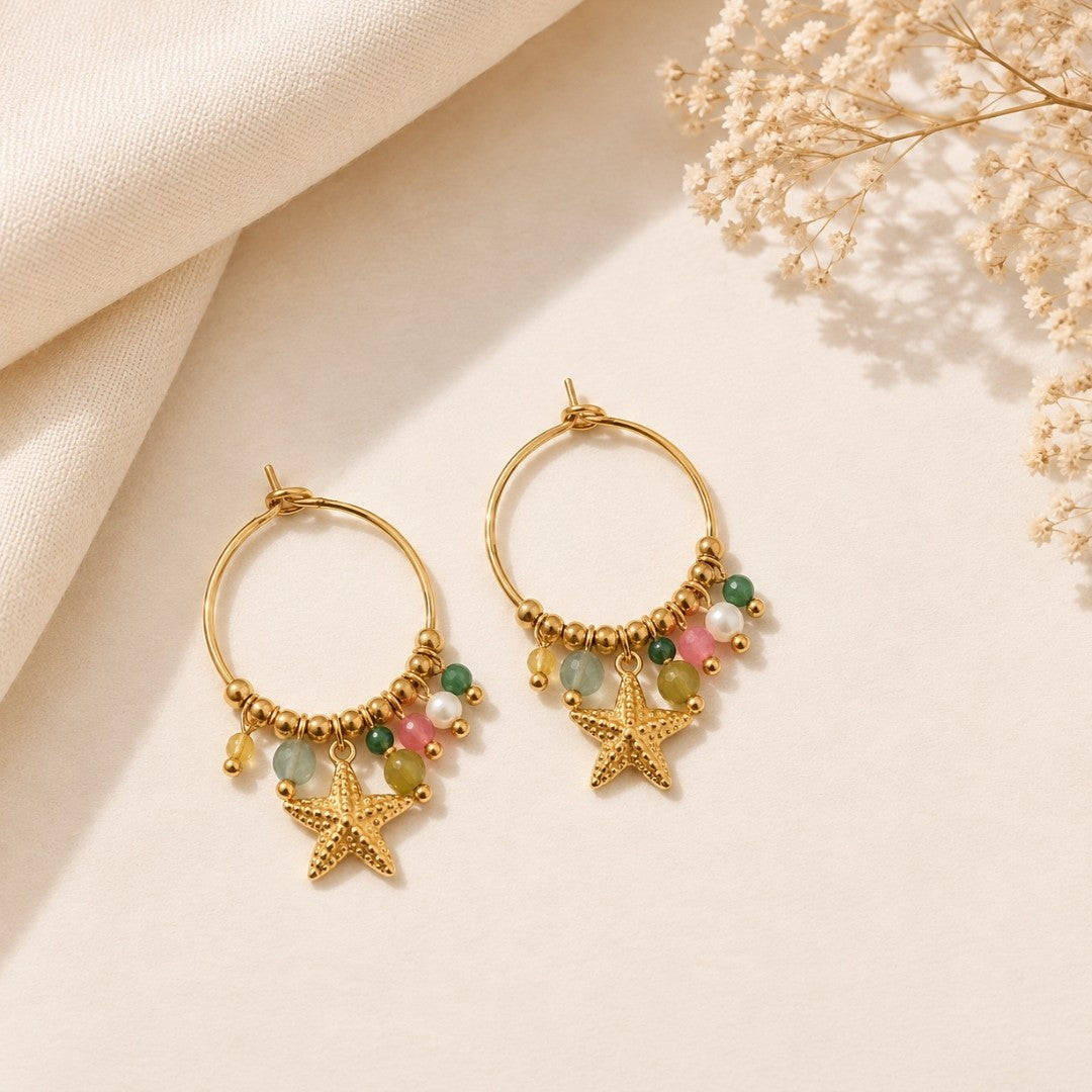 Coastal Star Charm Hoop Earrings
