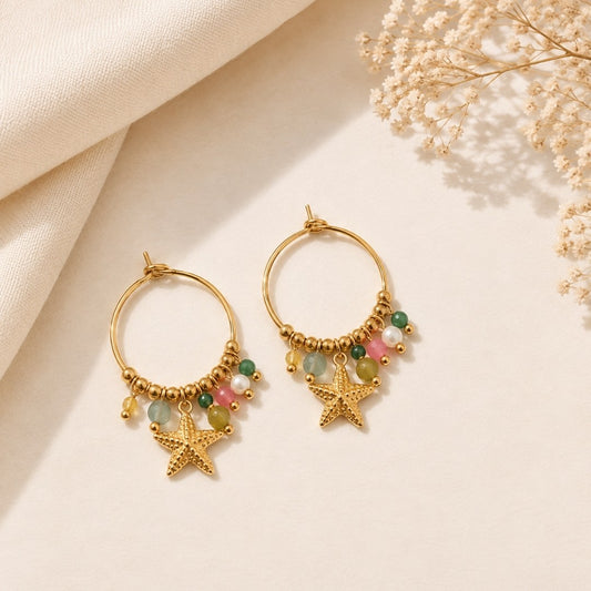 Coastal Star Charm Hoop Earrings