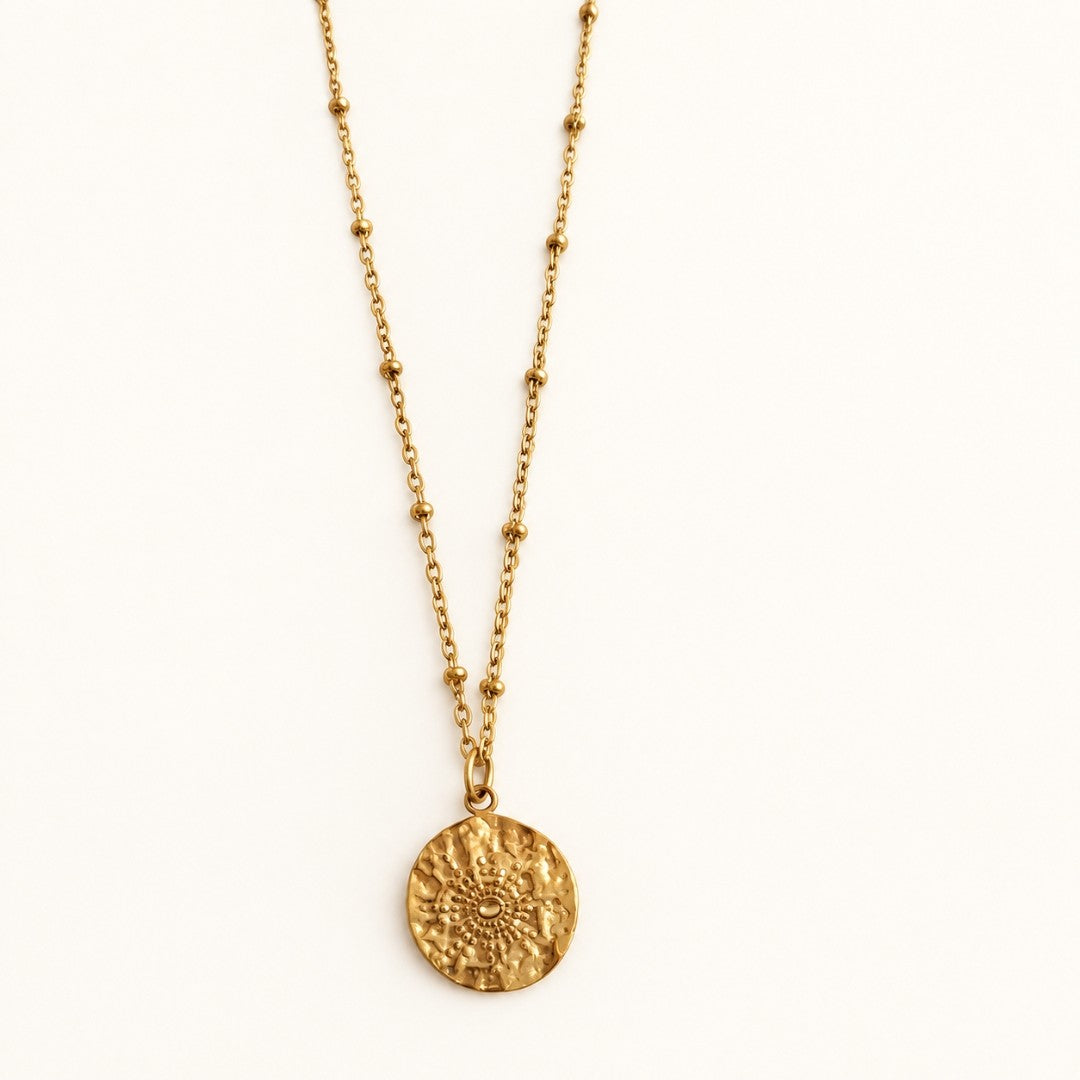 Textured Sun Pendant Necklace