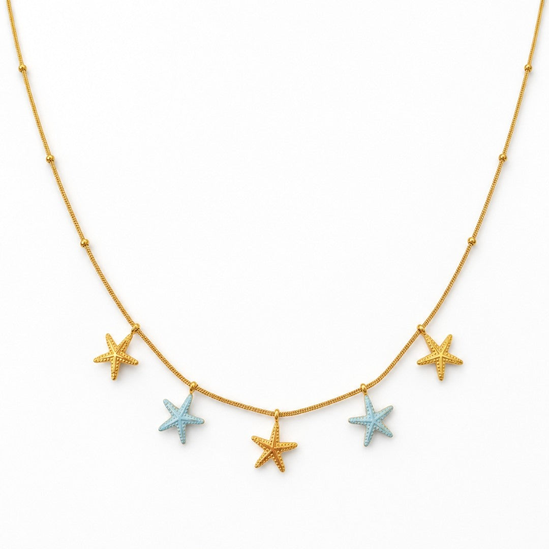 Azure Starfish Charm Necklace