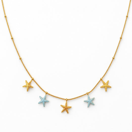 Azure Starfish Charm Necklace