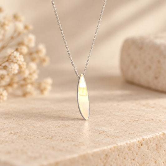 925 Sterling Silver Surfboard Necklace