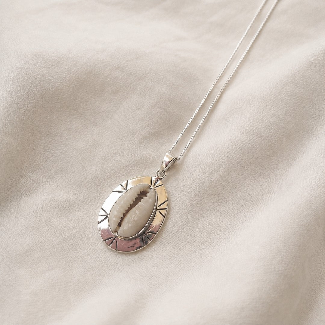 Coastal Tide Cowrie Shell Pendant Necklace | Sterling Silver 925
