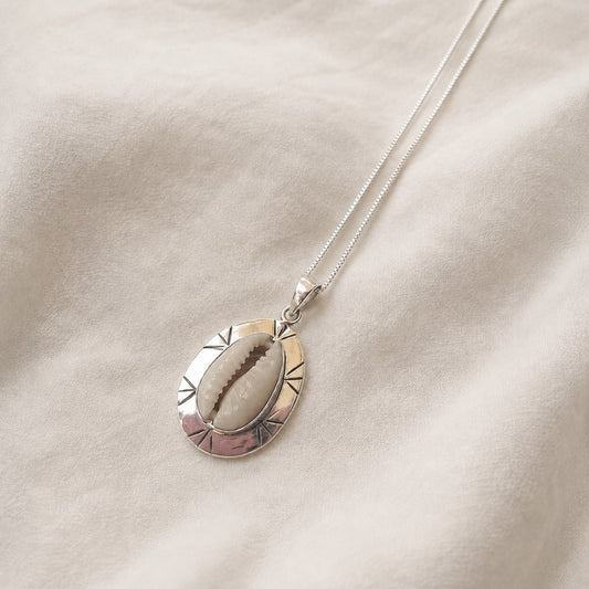 Coastal Tide Cowrie Shell Pendant Necklace | Sterling Silver 925