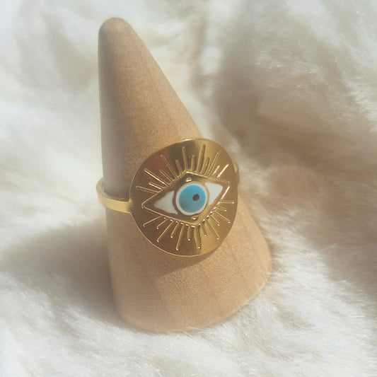Gold Evel Eye Ring