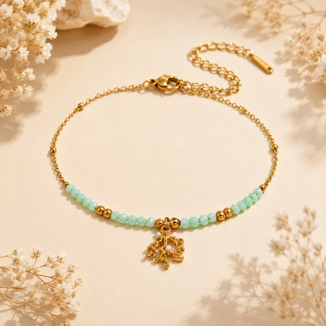 Coral Charm Beaded Bracelet & Anklet