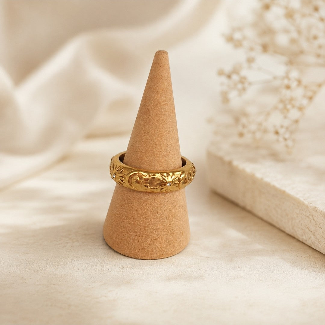 Golden Sunburst Statement Ring