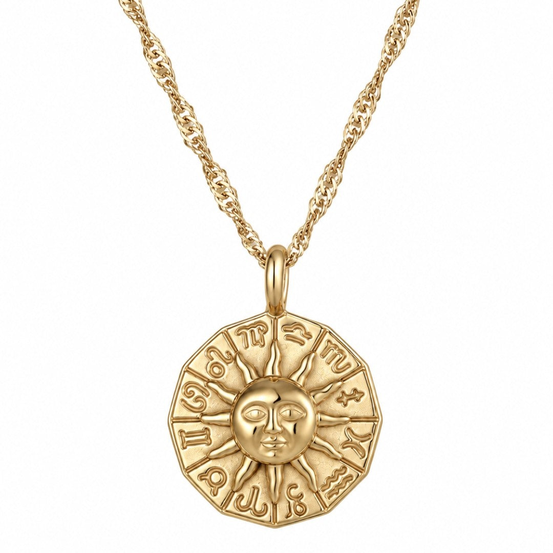 Celestial Sun Zodiac Necklace