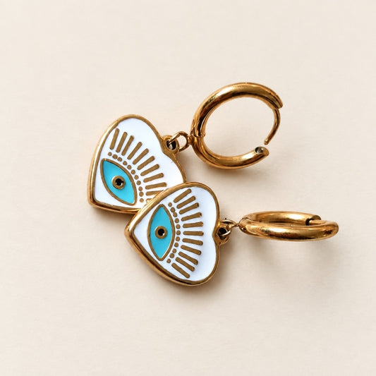 Evil Heart eye Hoop Earrings