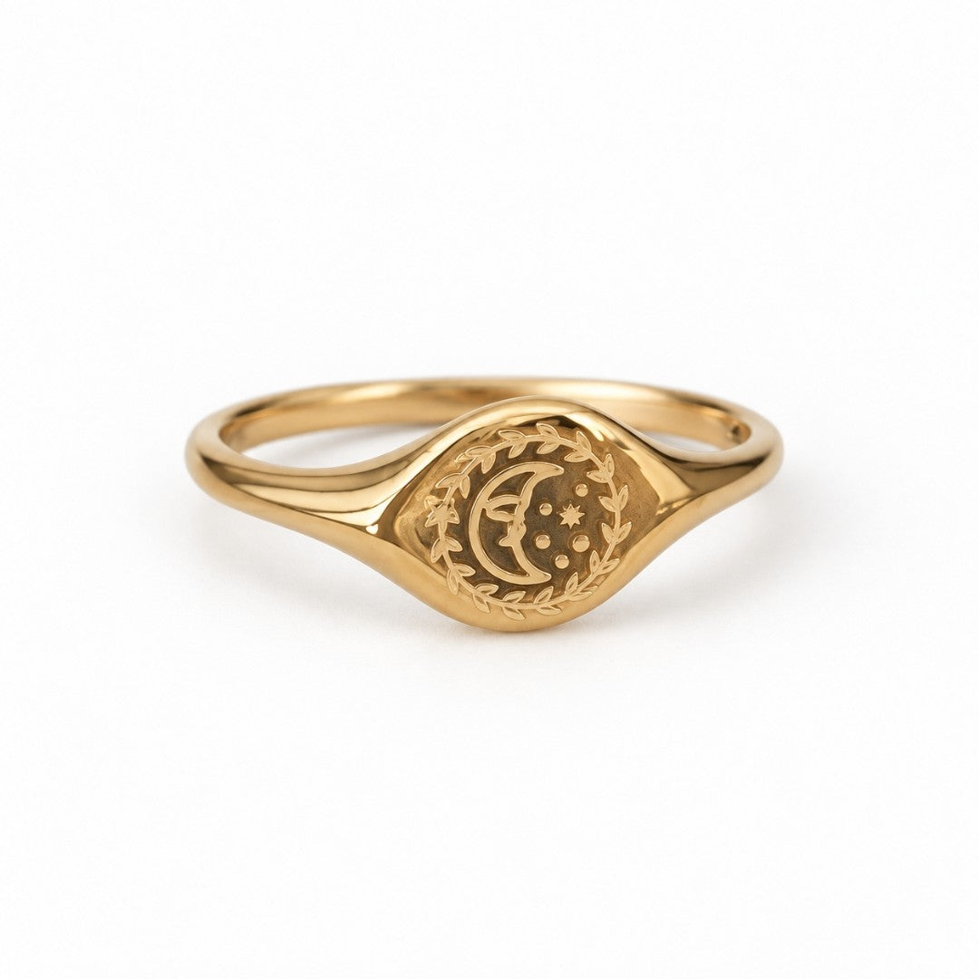 Celestial Moon Signet Ring