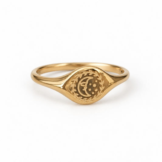 Celestial Moon Signet Ring