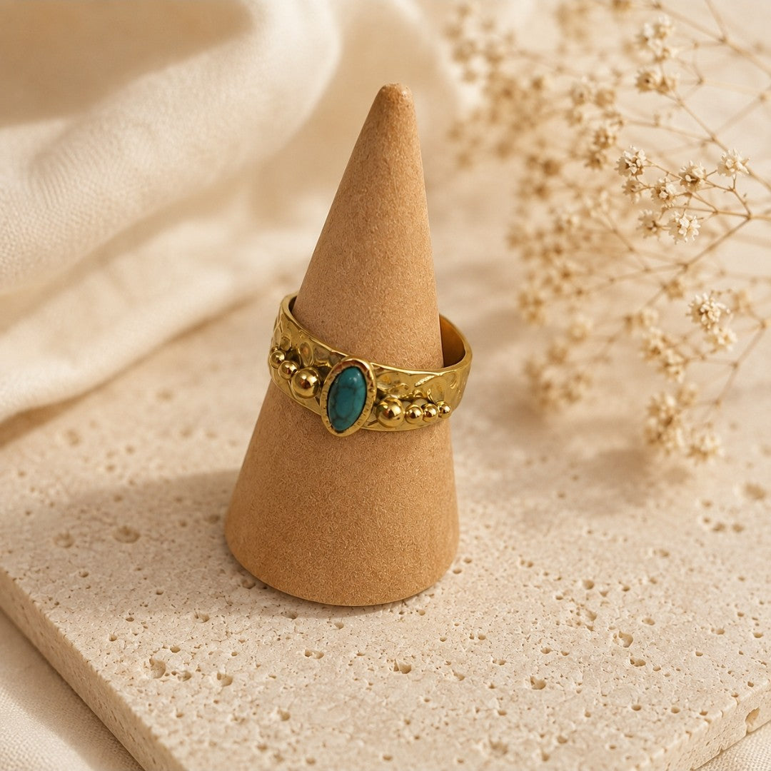 Green Natural Stone Boho Ring