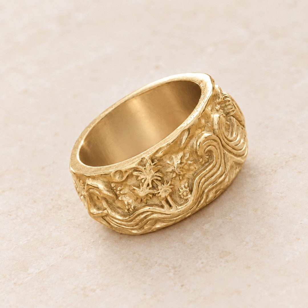 Island Ocean Scene Statement Ring