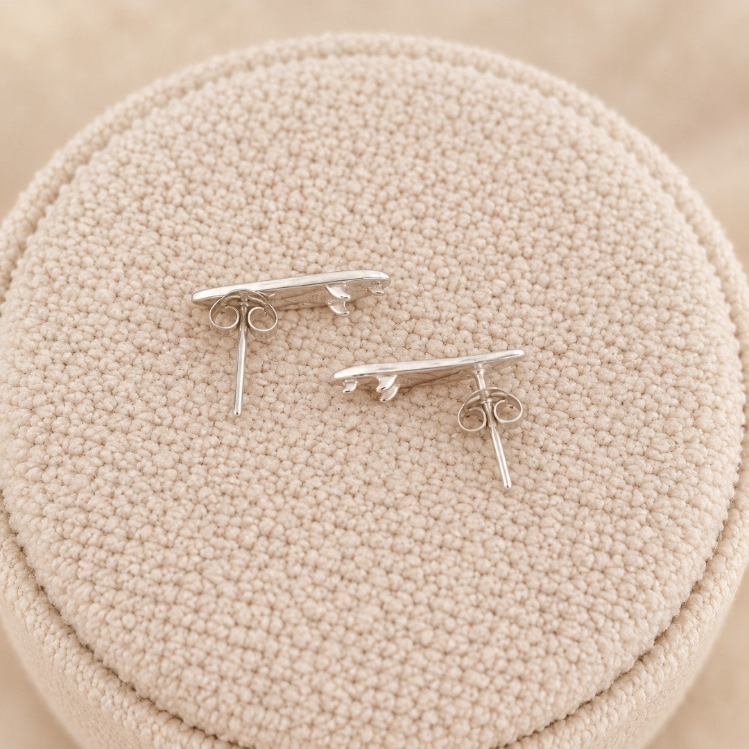 925 Sterling Silver Surfboard Stud Earrings