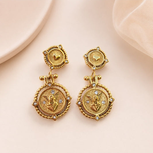Amora Angel Medallion Earrings