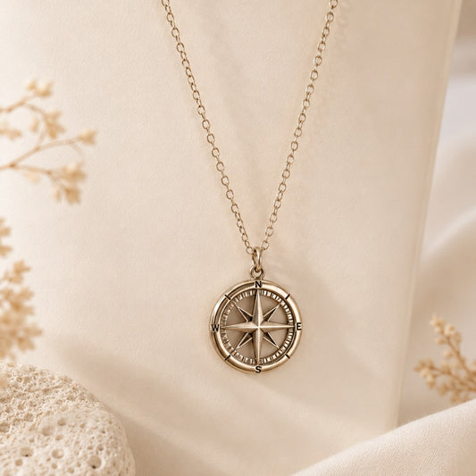Silver Compass Pendant Necklace