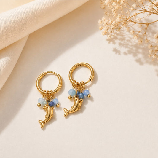 Ocean Breeze Dolphin Huggie Earrings